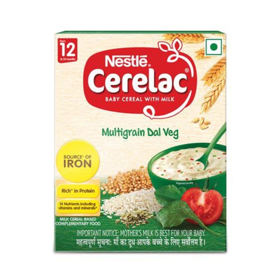 Nestle Cerelac Baby Cereal With Milk, Multigrain Dal Veg - From 12 To 24 Months, 300 g Box