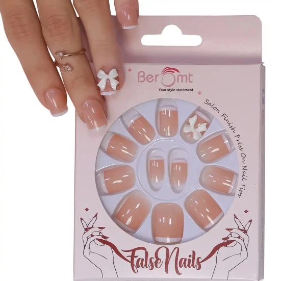 PARTY NAILS BOW CHARM (NAIL KIT INCLUDED)-White