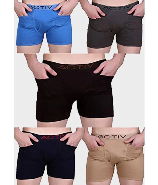 HAP Multicolor Cotton Mens Trunks ( Pack of 5 ) - None