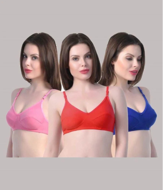 Kiran Enterprises - Multicolor Cotton Blend Non Padded Womens Everyday Bra ( Pack of 3 ) - None