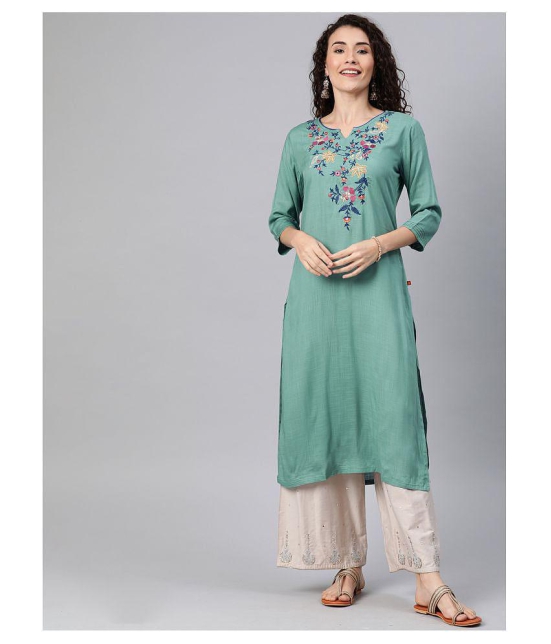 Alena Green Rayon Straight Kurti - XL