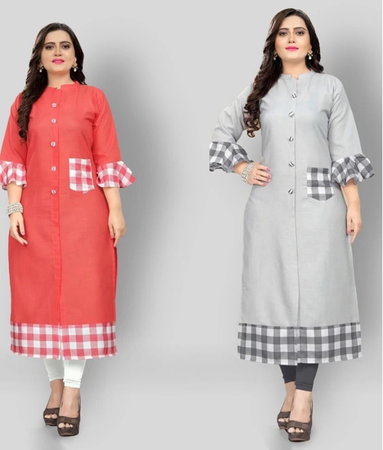 Lerkiza - Multicolor Cotton Womens Straight Kurti ( Pack of 2 ) - 4XL