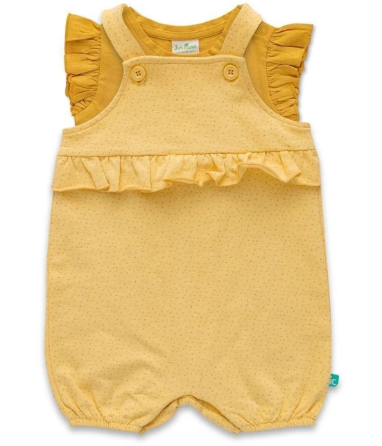 Juscubs Yellow Cotton Dungarees For Baby Girl ( Pack of 2 ) - None