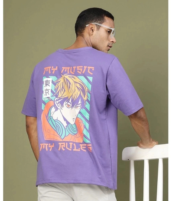 Rigo Cotton Blend Oversized Fit Printed Half Sleeves Mens T-Shirt - Purple ( Pack of 1 ) - None