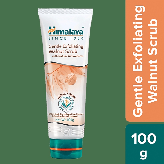 Himalaya Gentle Exfoliating Face Scrub - Walnut & Apple, Removes Dead Skin Cells, No Harmful Chemicals, 100% Herbal Actives, 100 G