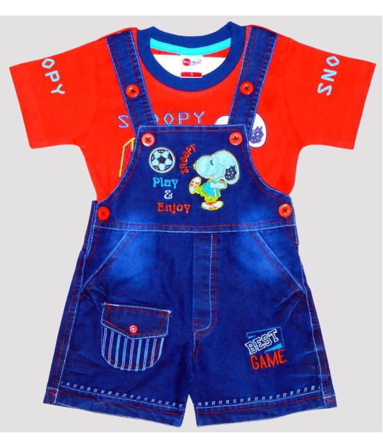 Wise Guys - Red Denim Baby Boy,Baby Girl Dungaree Sets ( Pack of 1 ) - None