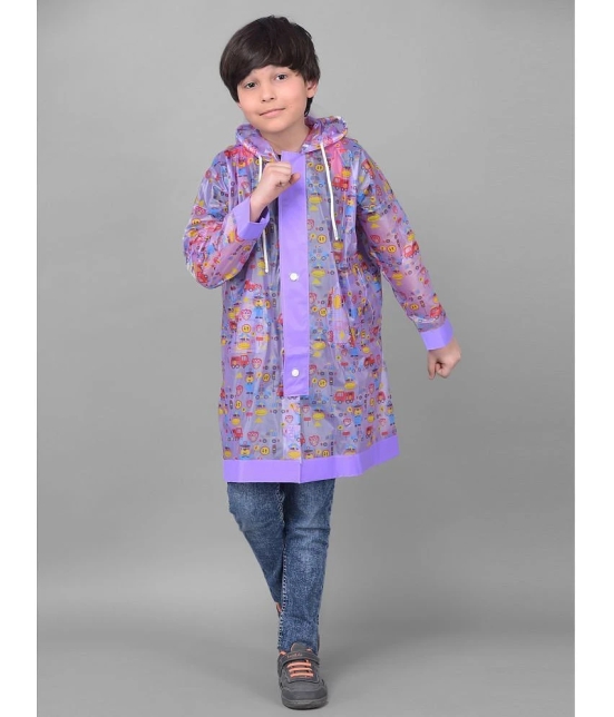 Dollar Rainguard Kids Full Sleeve Car Printed Long Raincoat With Adjustable Hood and Pocket - None