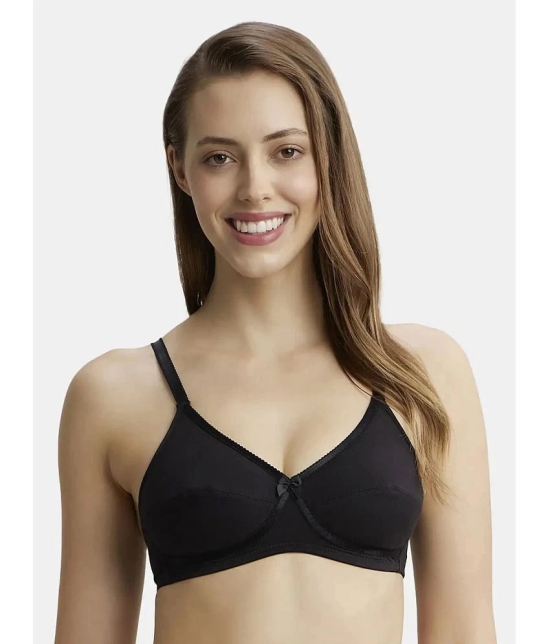 Jockey 1242 Wirefree Non Padded Super Combed Cotton Elastane Cross Over Everyday Bra - Black - None