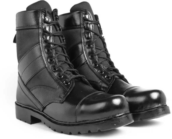 BHADAURIA TRADERS Genuine Leather DMS Army Commando Police Boots For Men  (Black)