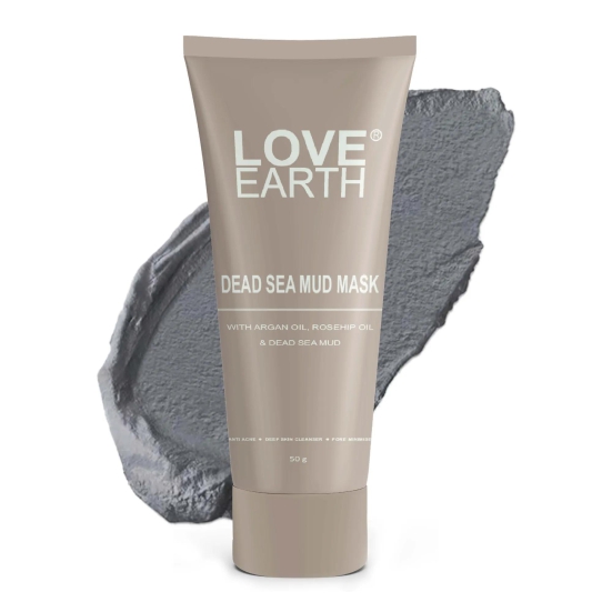 Love Earth Dead Sea Mud Mask with Argan Oil and Rosehip Oil For Acne, Deep Skin Cleaning & Open Pore Minimising 50g