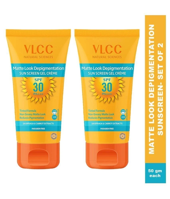 VLCC Matte Look Depigmentation Sunscreen SPF 30 PA+++ Gel creme, Non Greasy, Reduce Pigmentation (50 g), Pack of 2