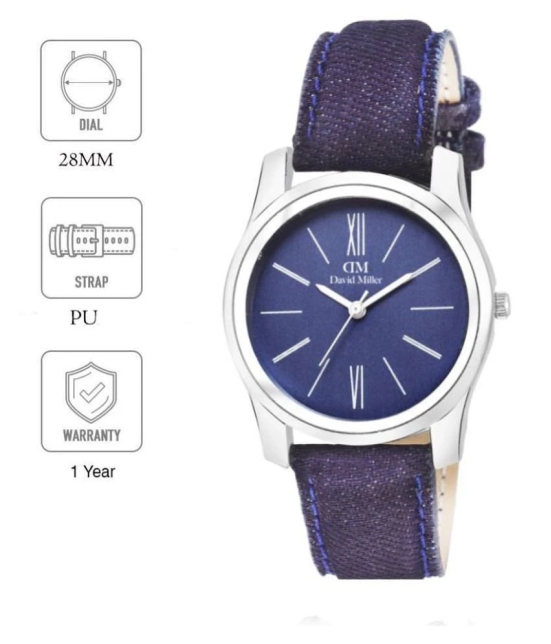 David Miller - Blue PU Analog Womens Watch