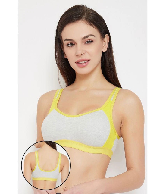 Clovia Grey Cotton Removable Padding Womens Sports Bra ( Pack of 1 ) - None