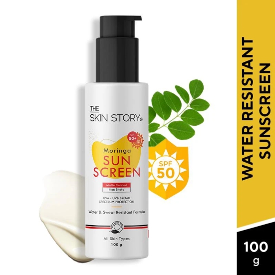 Moringa SPF 50 PA+++ Sunscreen, UVA UVB Protection, Sweat Resistant, No White Cast (100 GM)