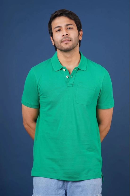 Men's Green  Pocket Polo T-Shirt