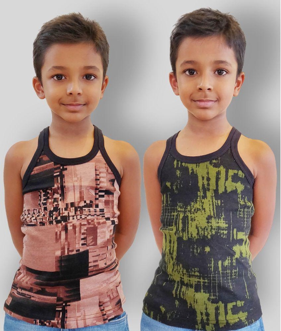 HAP - 100% Cotton Printed Multi Color Boys Vest ( Pack of 2 ) - None