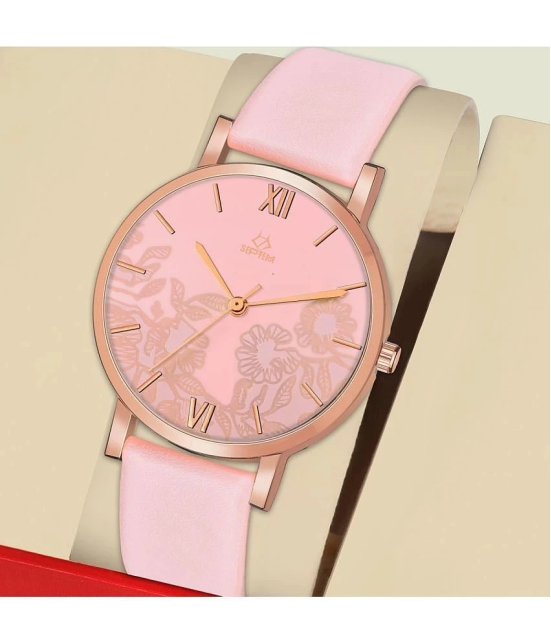 Septem Pink Leather Analog Womens Watch