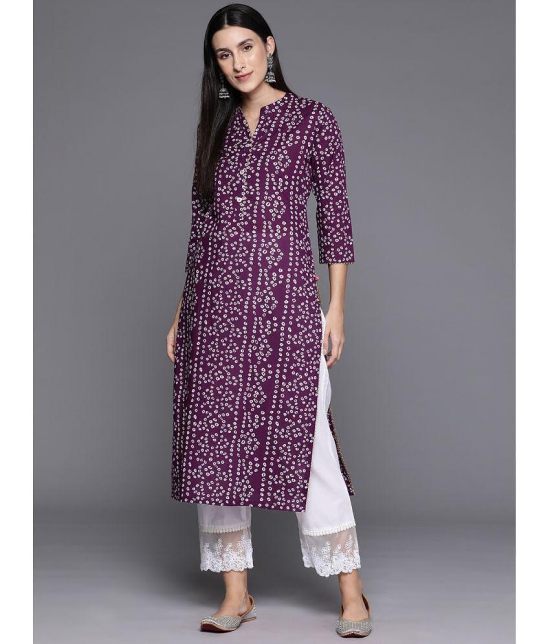 Varanga Cotton Printed Straight Womens Kurti - Purple ( Pack of 1 ) - None