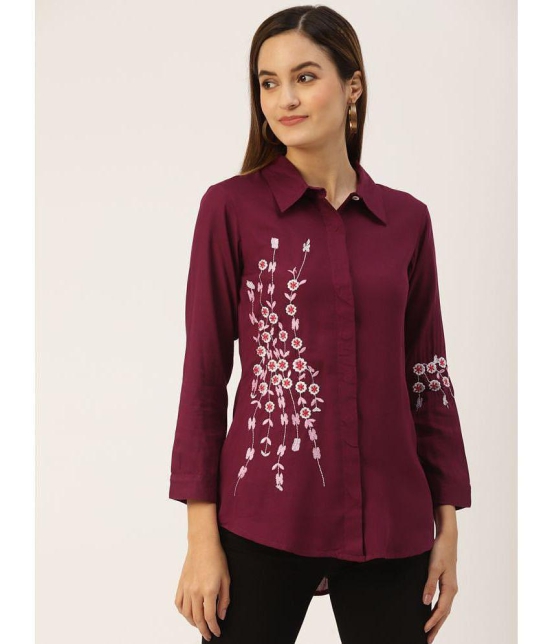 Kbz - Wine Rayon Women's Ethnic Top ( Pack of 1 ) - None