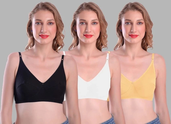 Madam - Multicolor Cotton Blend Non Padded Womens Everyday Bra ( Pack of 3 ) - None