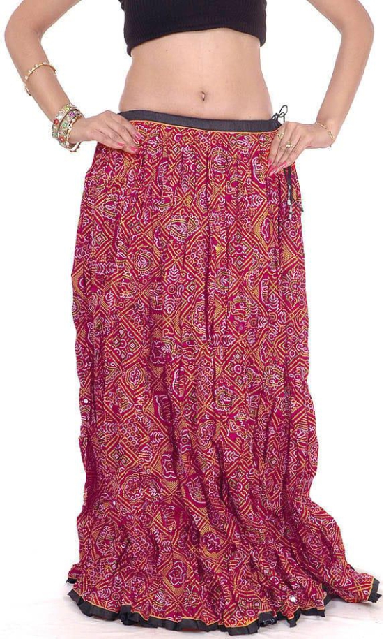 Pink Ghagra Skirt from Rajasthan with Chunri Print