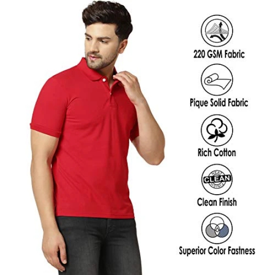 London Hills Mens Half Sleeve Pure Cotton Polo Neck Regular Fit Non-Shrinkable Multi-Colored T-Shirts