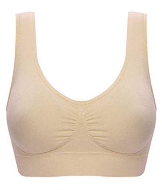 ComfyStyle Cotton Lycra Air Bra - Beige - Free Size