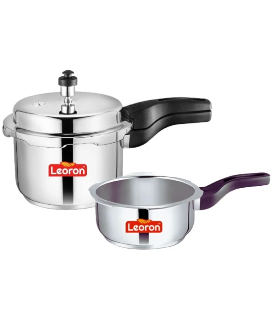 LEORON 2 L,3 L Stainless Steel Pressure Cooker Combo With Induction Base