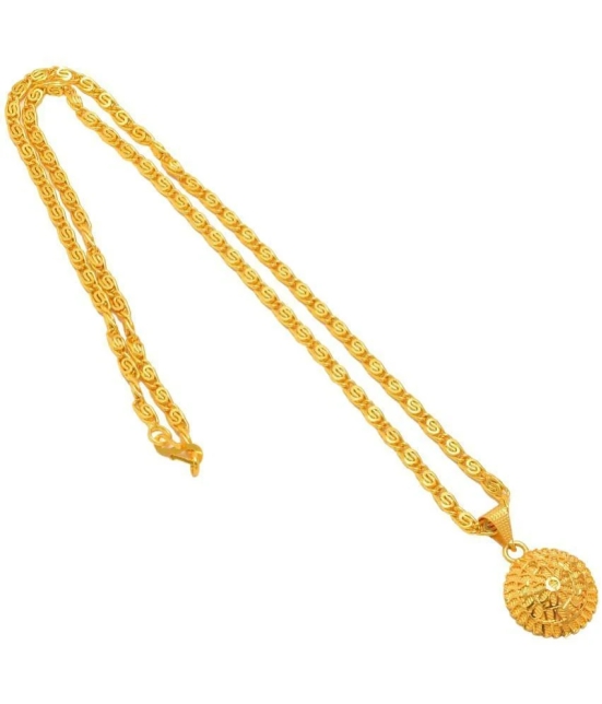 Jewar Mandi New Design Gold Plated Locket/Pendant with Link Chain Daily use for Men, Women & Girls, Boys - None