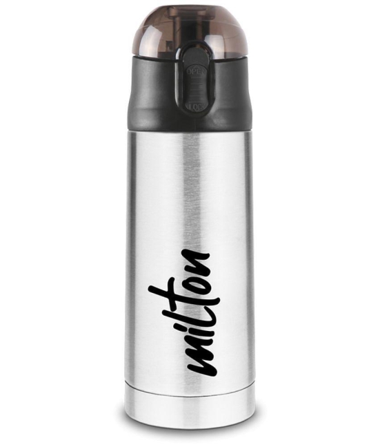 Milton New Crown 400 Thermosteel Hot or Cold Water Bottle, 350 ml, Silver - Silver