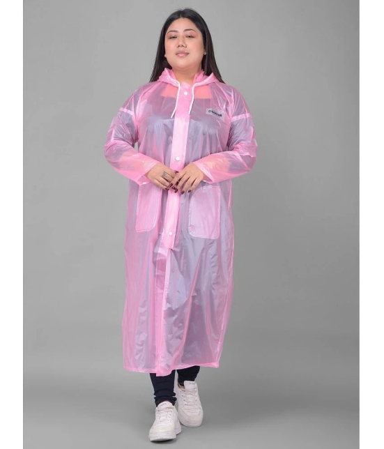 Dollar Polyester Long Raincoat - Pink - None