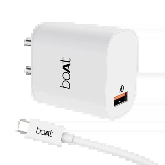 boAt 18w WCD QC3.0 Fast Charger Adaptor with Type C Cable | Fast Charger with Quick Charge 3.0, Smart IC protection, Spark protection