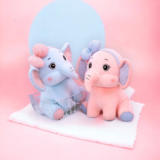 Cute Elephant with Bow Plush Toy-50 CM / Pink