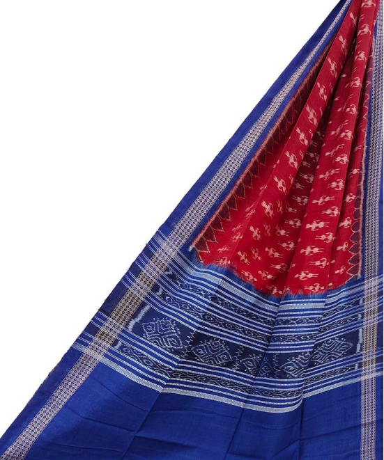 Maroon Blue Sambalpuri Handwoven Single Ikat Cotton Dupatta