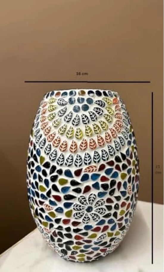 Aarna Creations Turkish Mosaic Lamp in Vase Shape| Hand-Carved Multi-Color Patterned lamp | Beautiful Artistic Table lamp in Dholak Shape (Mosaic)