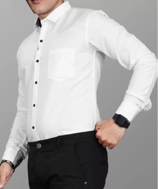 Supersquad Cotton Blend Regular Fit Full Sleeves Mens Formal Shirt - White ( Pack of 1 ) - None