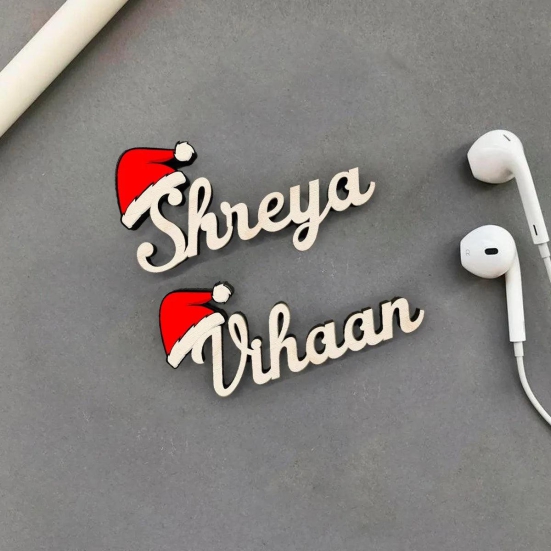 Personalised Christmas Wooden Name Fridge Magnets-3 @ 1199