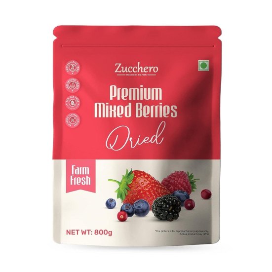 Zucchero Premium Mixed Berries, Unsalted, 800G (Mega Saver Pack) (Blueberry, Cranberry, Black Currant, Strawberry, Cherry)