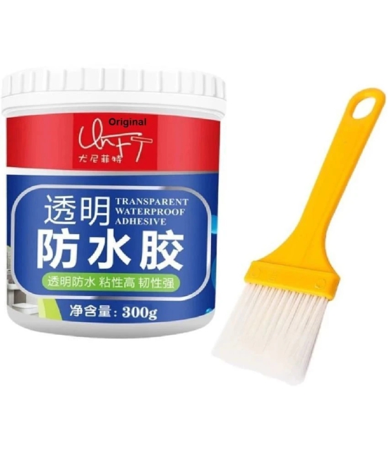 Gatih Crack Seal Glue 300gm with Brush Transparent Waterproof Glue for Roof Leakage Crack Seal Agent Roof Water Leakage Solution Water Proof Glue Transparent Glue Waterproofing for Pipe Wall