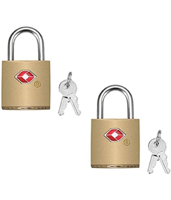 G P SALES - Gold Pad Lock ( Pack of 2 ) - Gold