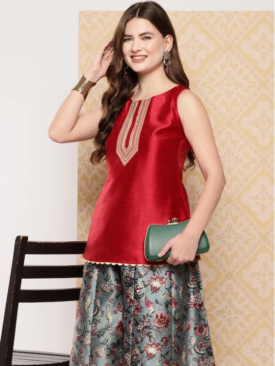 Women Printed Ethnic Top with Palazzos