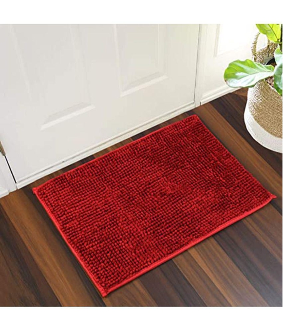 Abhikram Red Single Anti-skid Door Mat - ( 60 X 40 cm ) - Red