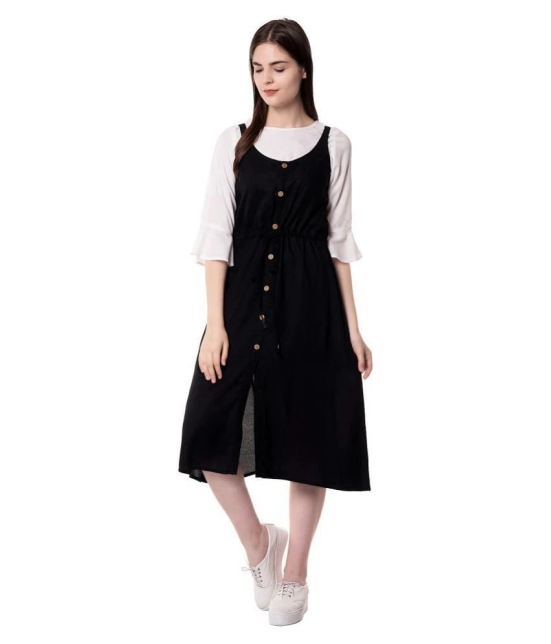 GOD BLESS Black Rayon Double Layered Kurti - XS