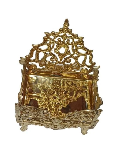 Ornate Golden Brass Temple Throne for Home Decor and Religious Use