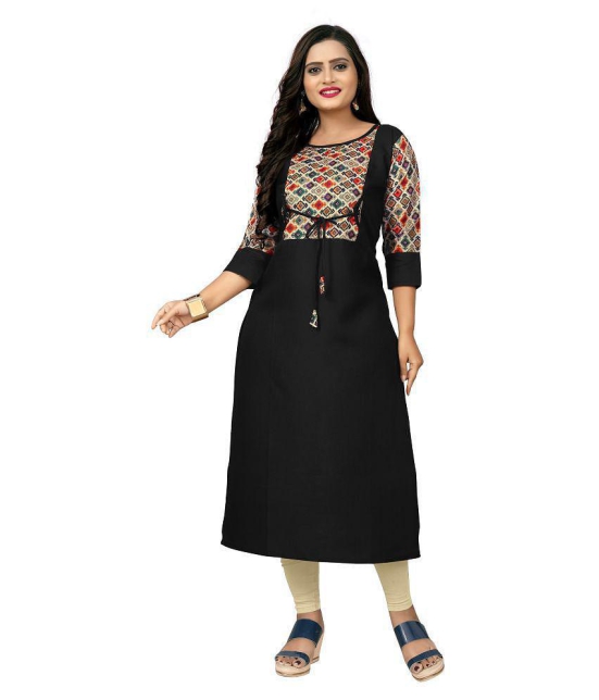 Rangrasiya - Black Cotton Blend Women's Straight Kurti ( Pack of 1 ) - 3XL