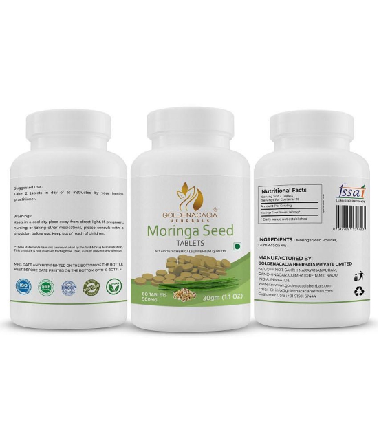 GOLDENACACIA HERRBALS Moringa seed 500mg 60 Tablets Tablets 1 no.s