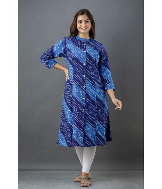 Lee Moda - Blue Cotton Women's Front Slit Kurti ( Pack of 1 ) - None