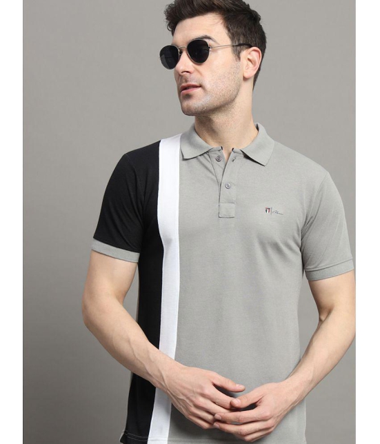 MXN Cotton Blend Regular Fit Colorblock Half Sleeves Mens Polo T Shirt - Grey ( Pack of 1 ) - None