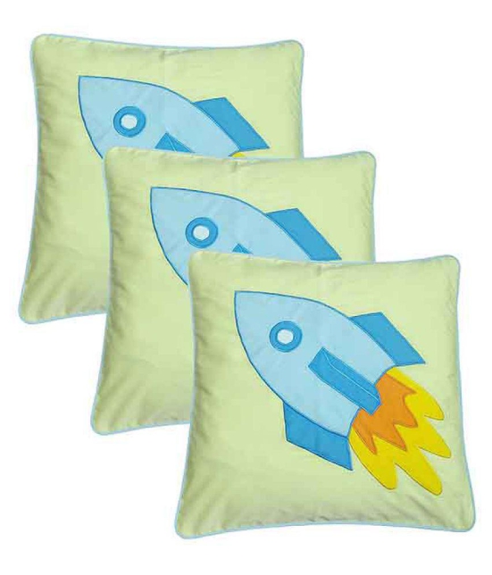 Hugs'n'Rugs Yellow Cotton Cushion Covers - Set Of 3