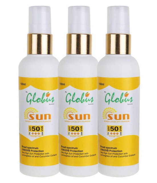 Globus Remedies Sunscreen Lotion SPF 50 PA+++ 100 ml Pack of 3